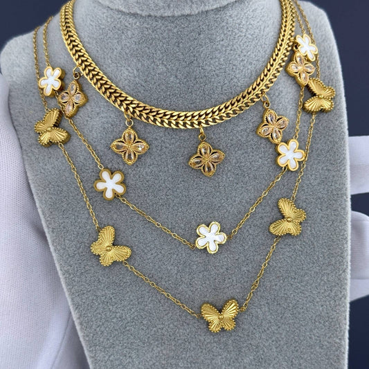 18K Gold Plated Flower Meadow Necklace | Waterproof Luxury