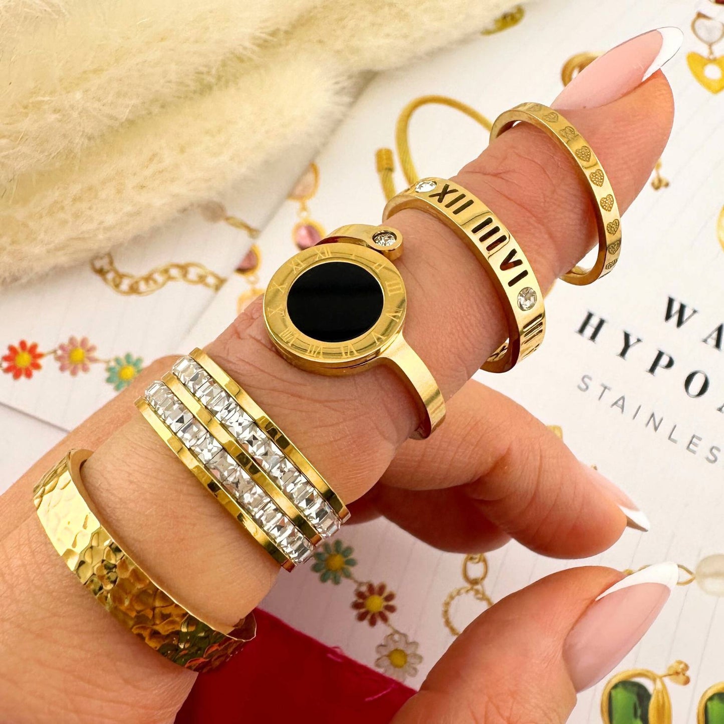 Ring, 18K Gold Plated Steel