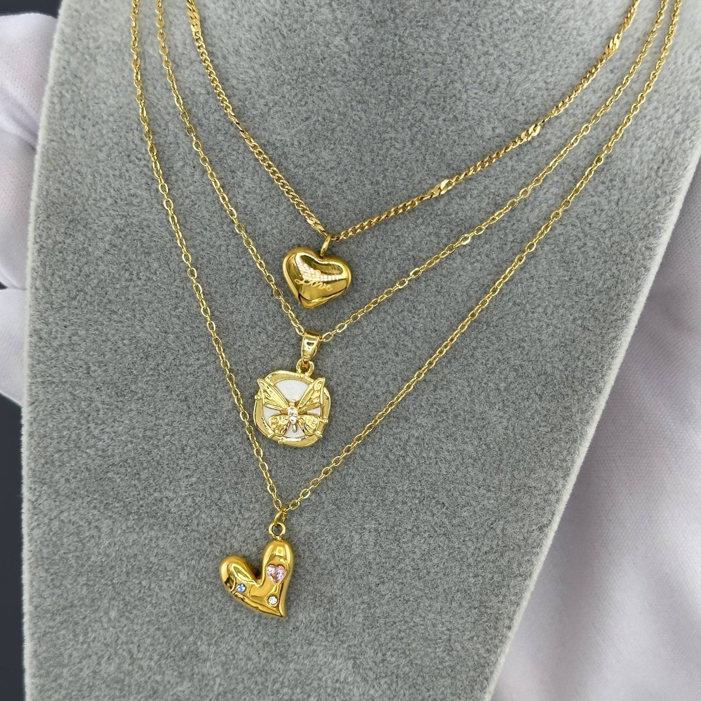 Heart Necklace, 18K Gold Plated Steel