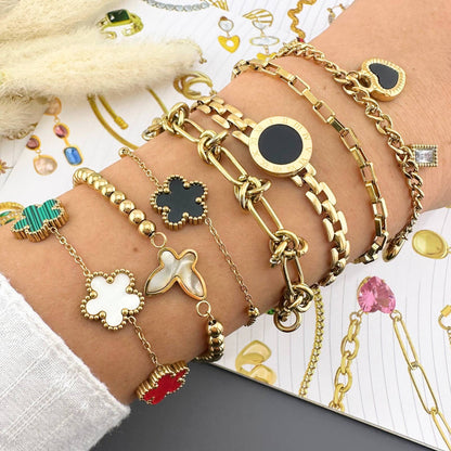 Hearts Bracelet, 18K Gold Plated Steel