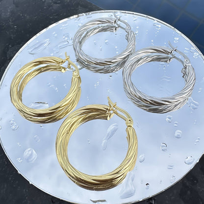 Earrings, 18K Gold Plated Steel