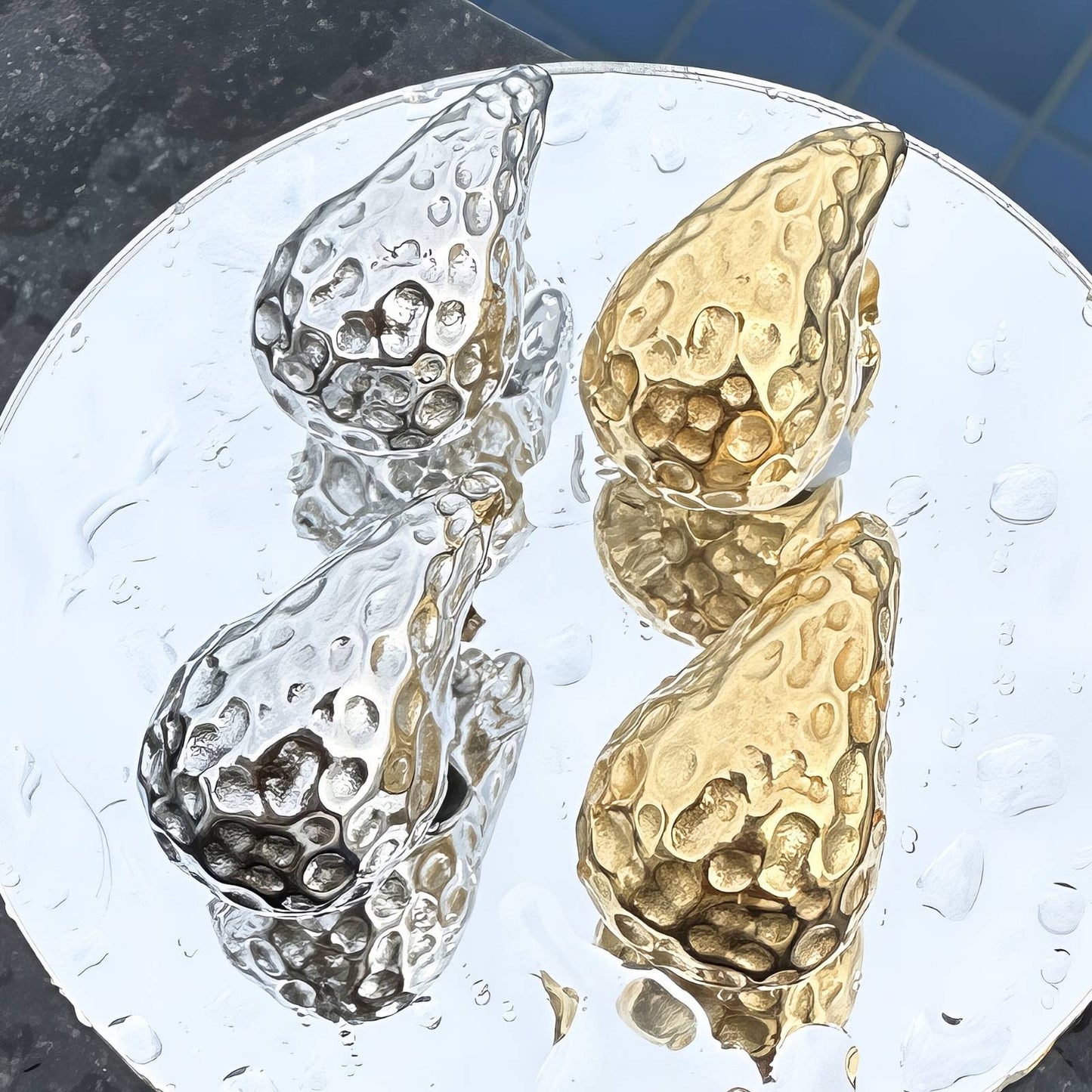 Teardrops Earrings, 18K Gold Plated Steel