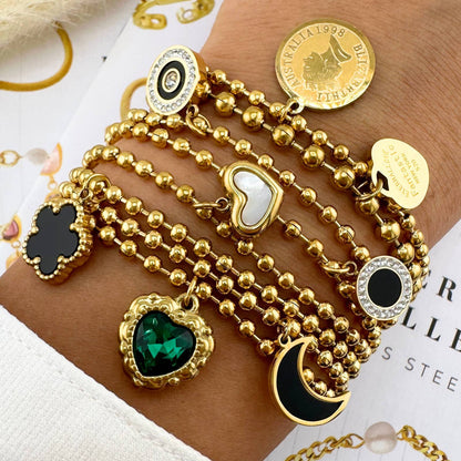 Hearts Bracelet, 18K Gold Plated Steel