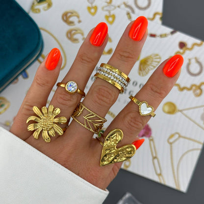 Ring, 18K Gold Plated Steel