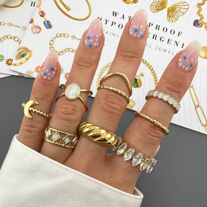 Croissant Ring, 18K Gold Plated Steel