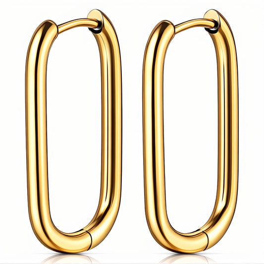Earrings, 18K Gold Plated Steel