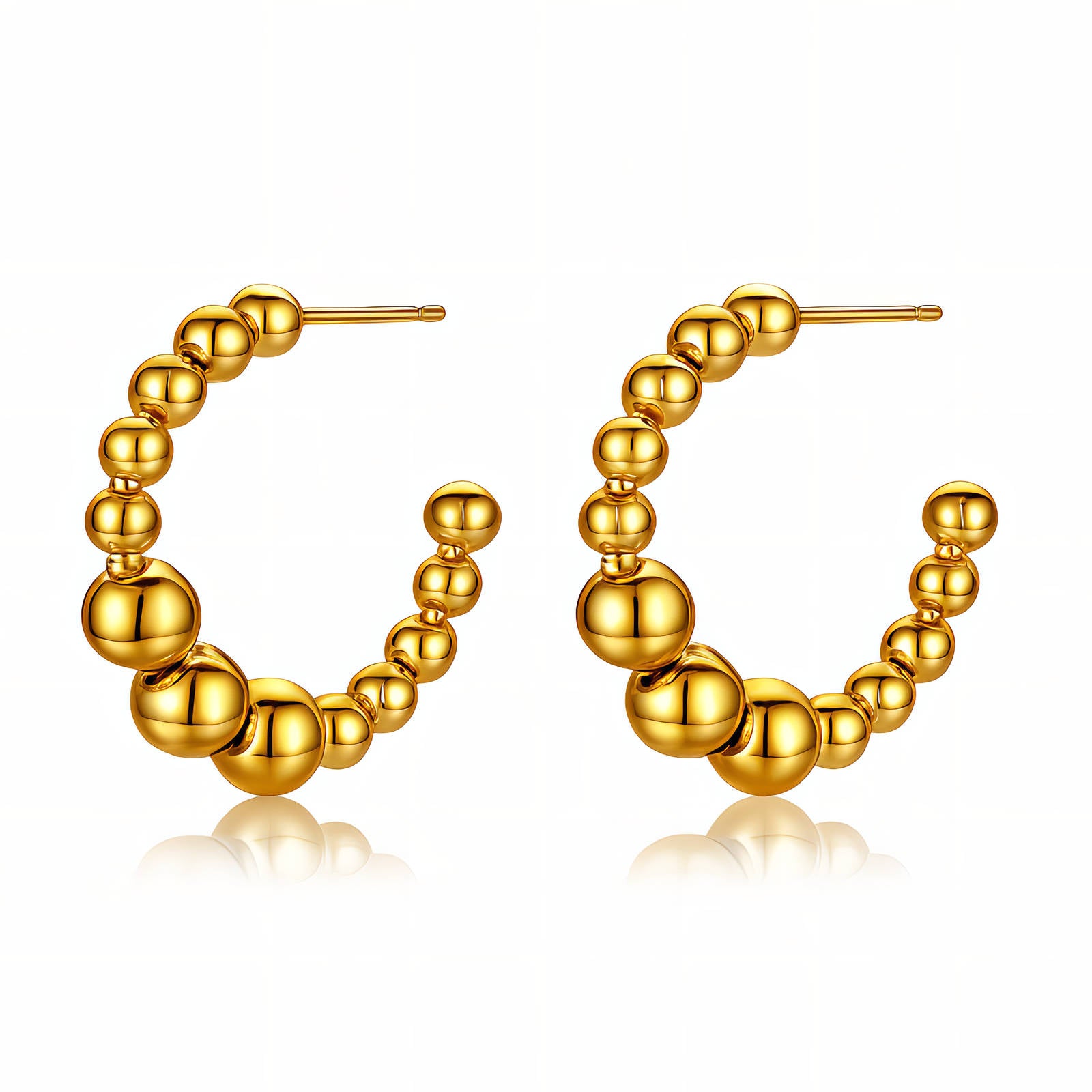 Earrings, 18K Gold Plated Steel