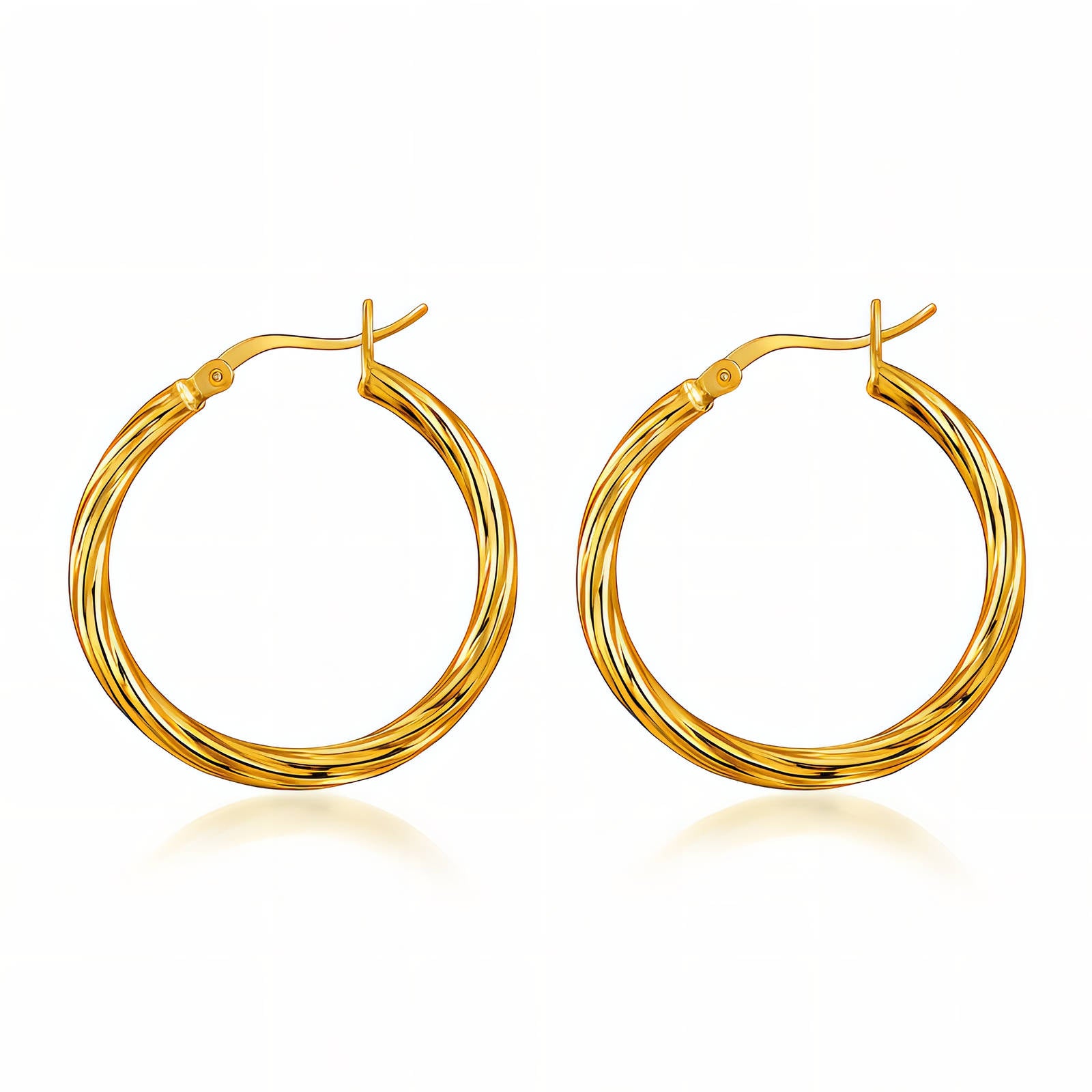 Earrings, 18K Gold Plated Steel