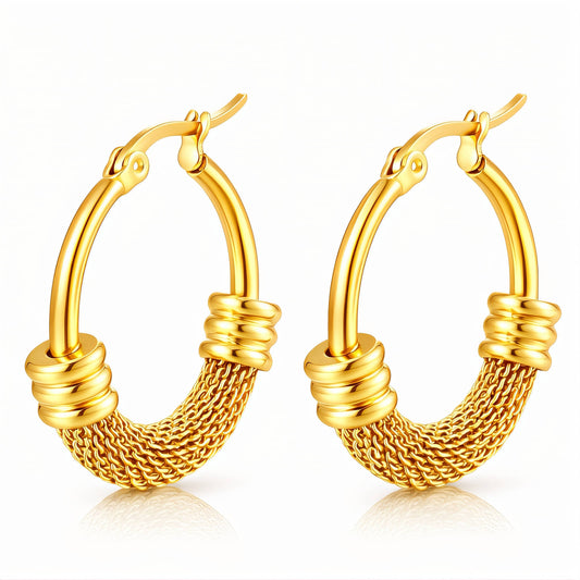 Earrings, 18K Gold Plated Steel