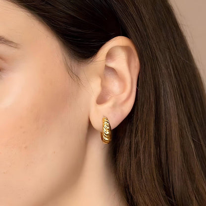 Earrings, 18K Gold Plated Steel