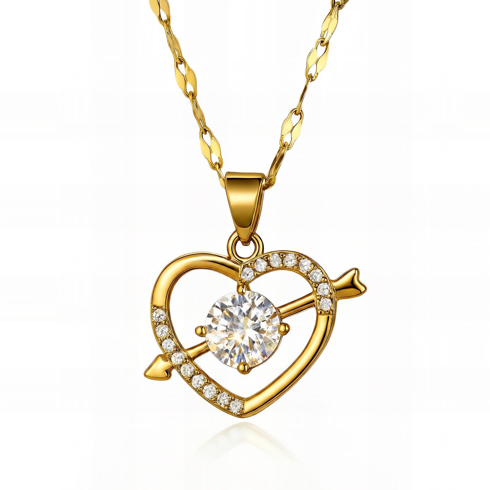 Hearts Necklace, 18K Gold Plated Steel