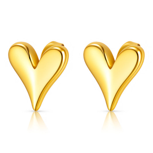 Hearts Earrings, 18K Gold Plated Steel