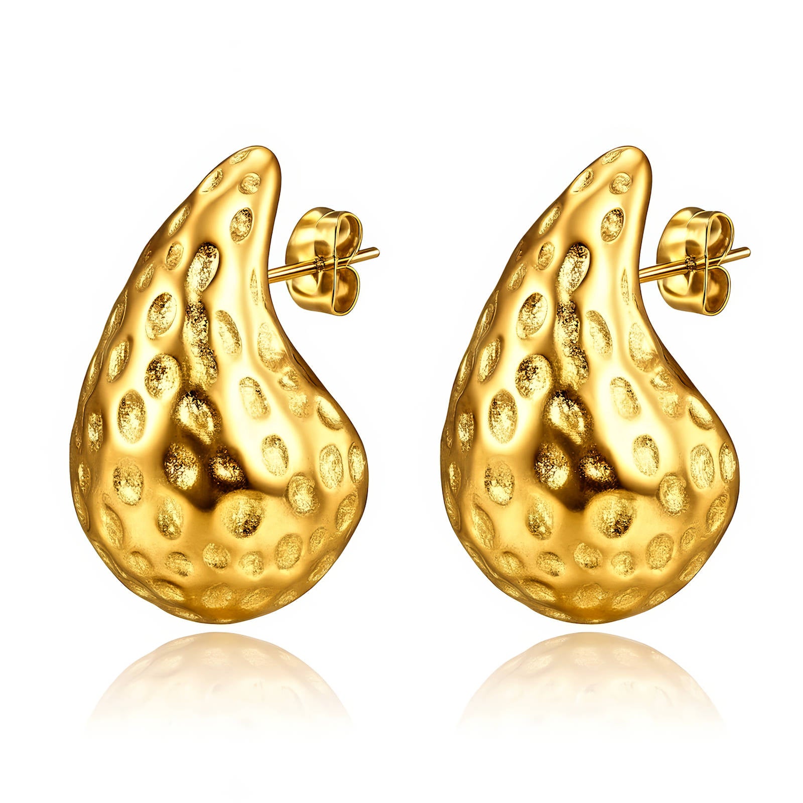 Teardrops Earrings, 18K Gold Plated Steel