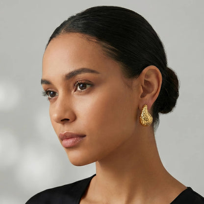 Teardrops Earrings, 18K Gold Plated Steel
