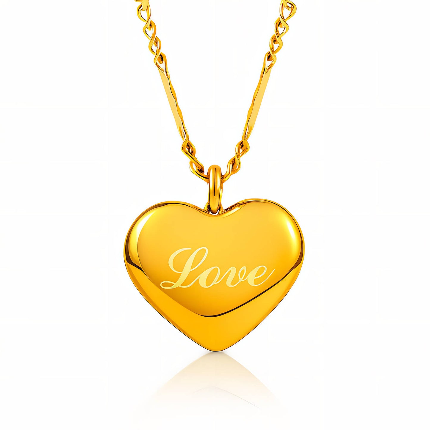 Heart Necklace, 18K Gold Plated Steel