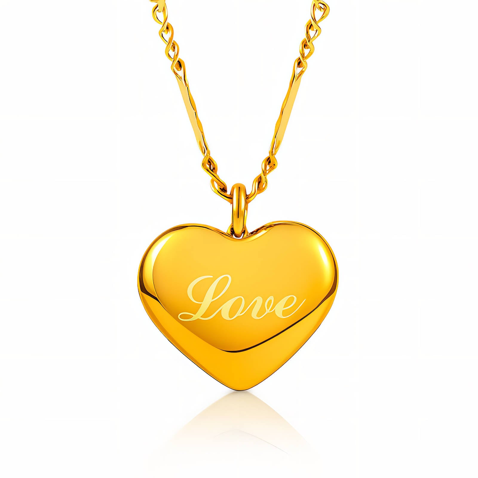 Heart Necklace, 18K Gold Plated Steel