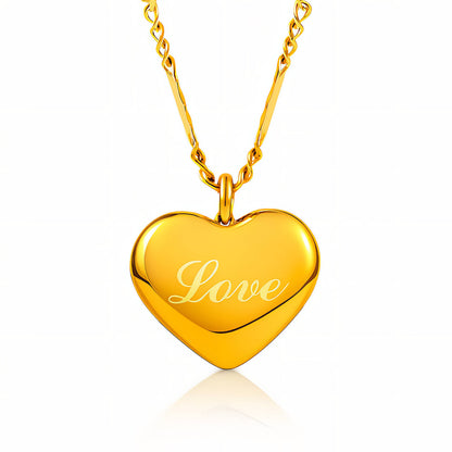 Heart Necklace, 18K Gold Plated Steel