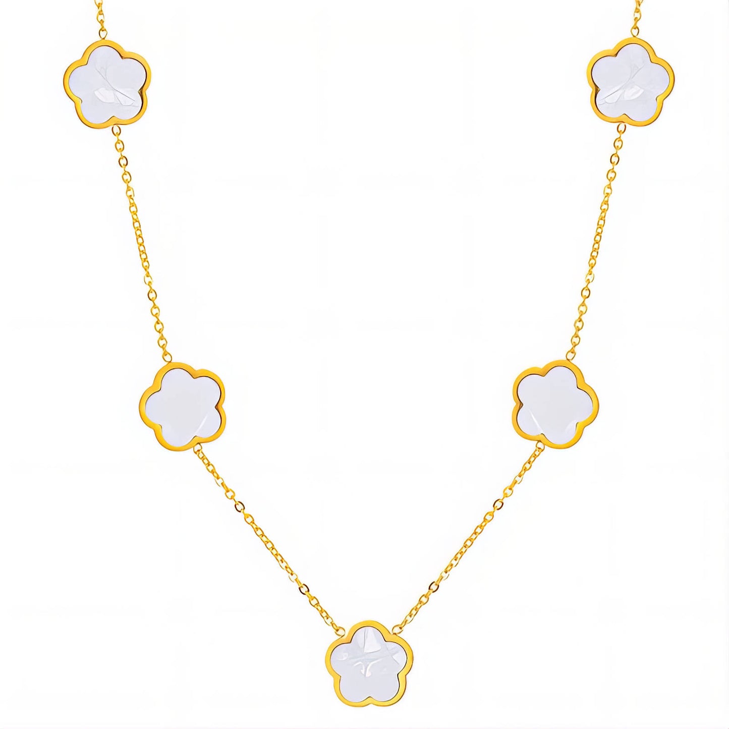 Flower Meadow Necklace, 18K Gold Plated Steel