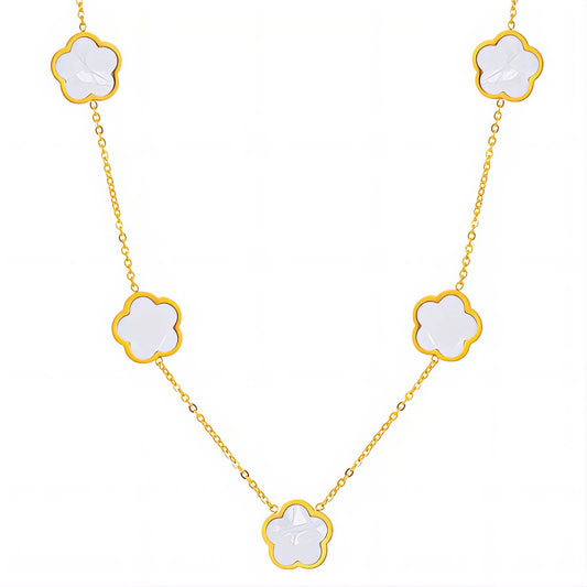 Flower Meadow Necklace, 18K Gold Plated Steel