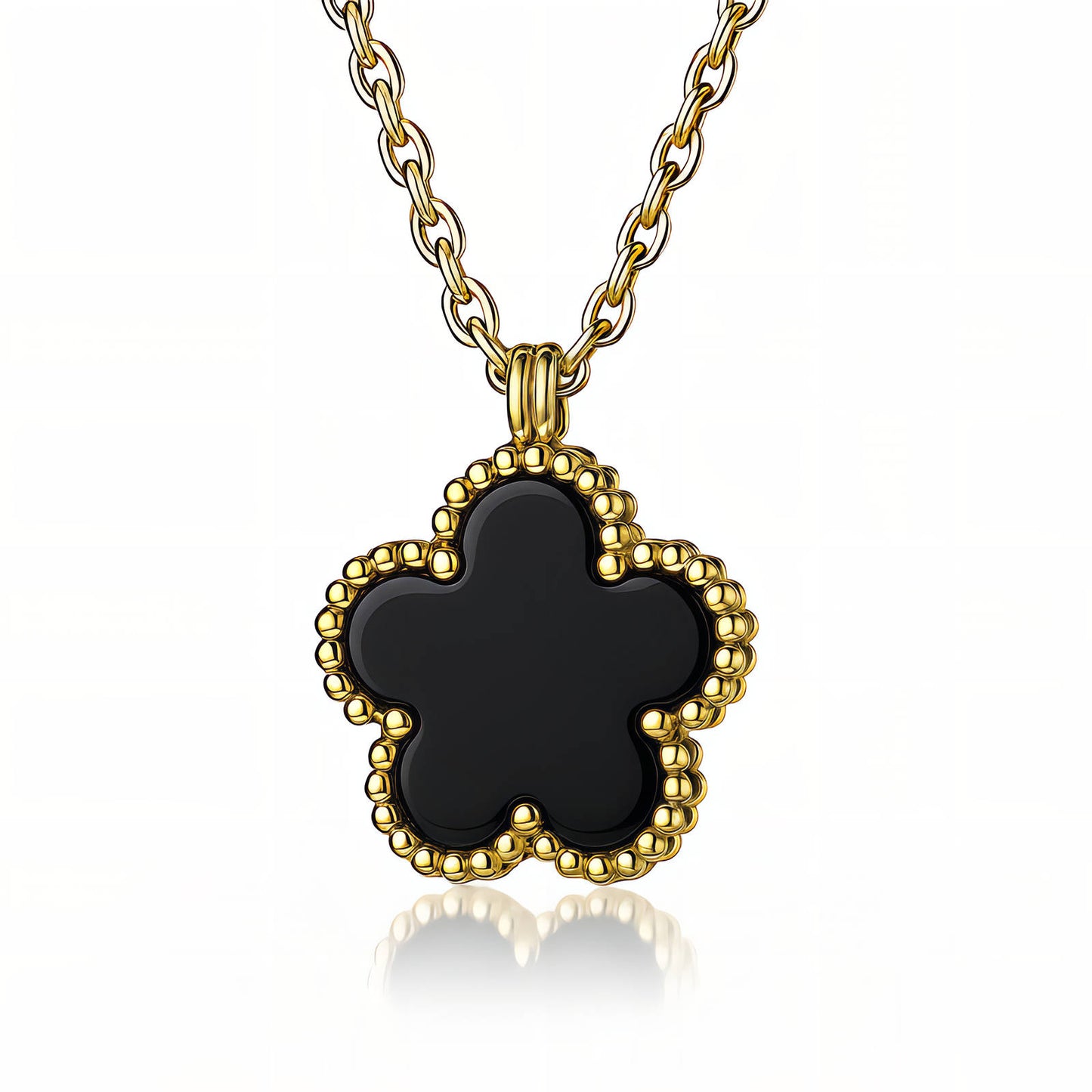 Flower Necklace, 18K Gold Plated Steel