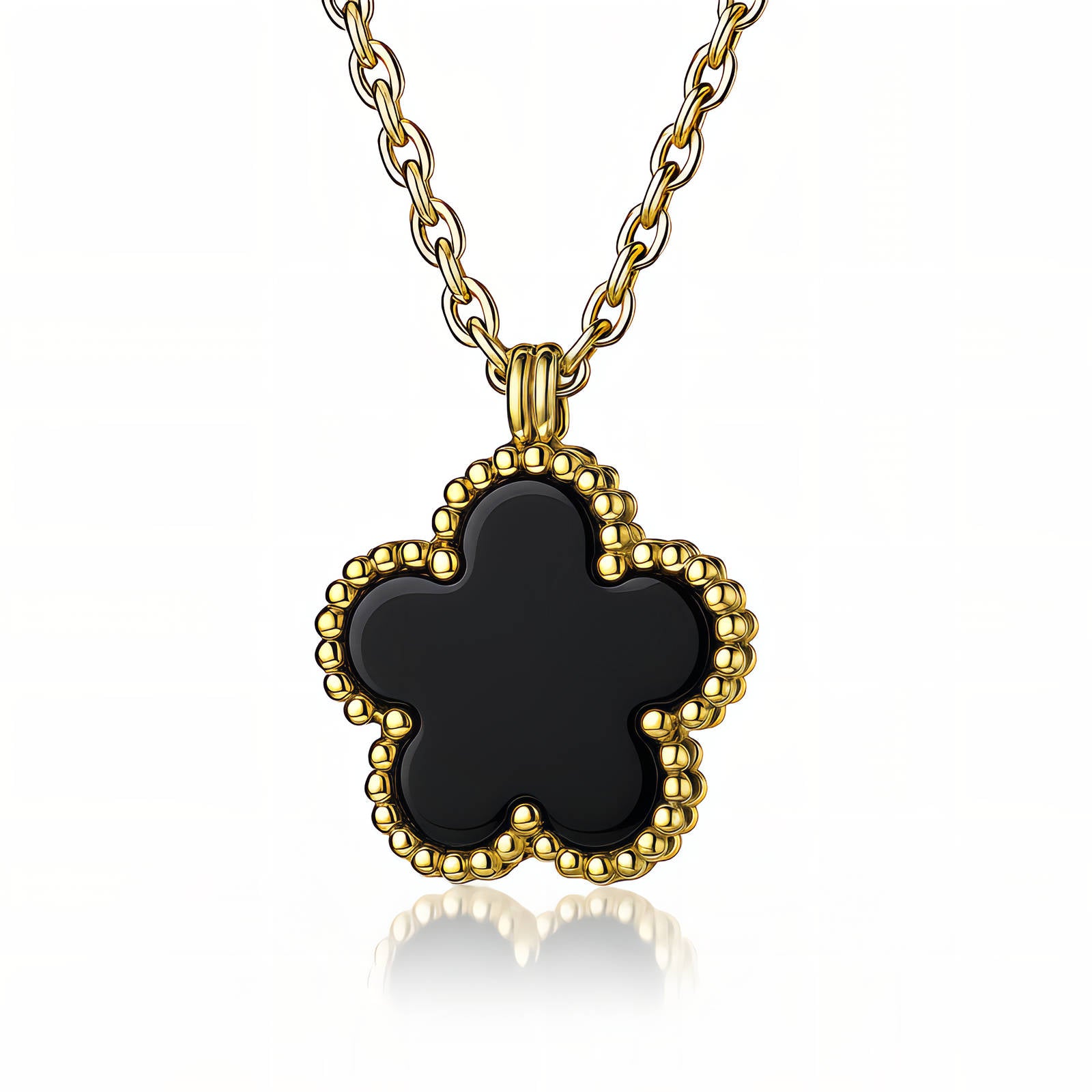 Flower Necklace, 18K Gold Plated Steel