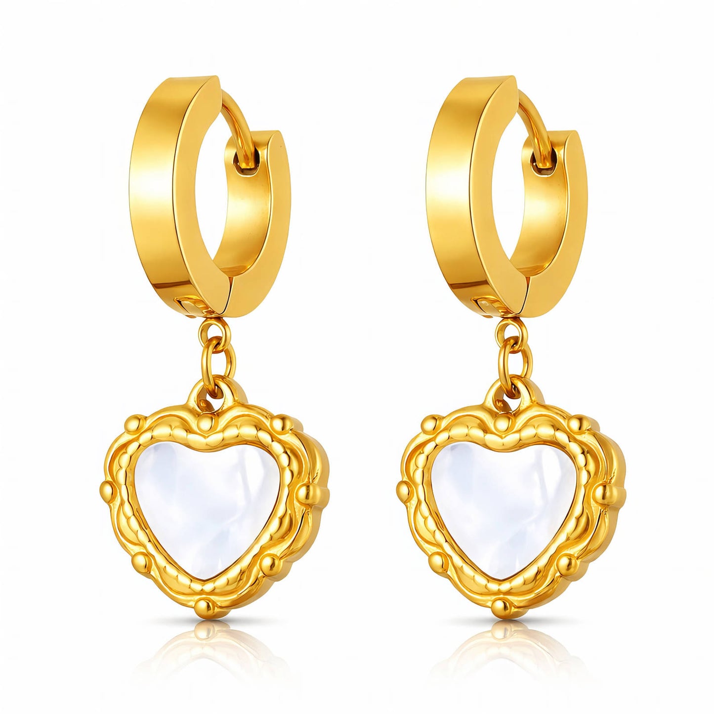 Heart Earrings, 18K Gold Plated Steel
