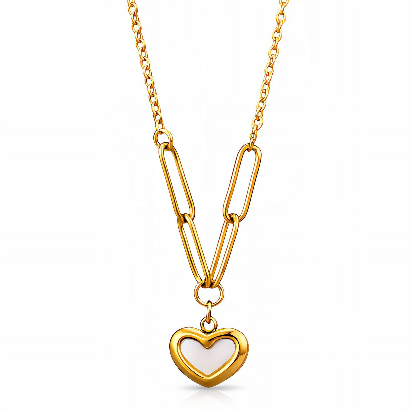Hearts Necklace, 18K Gold Plated Steel