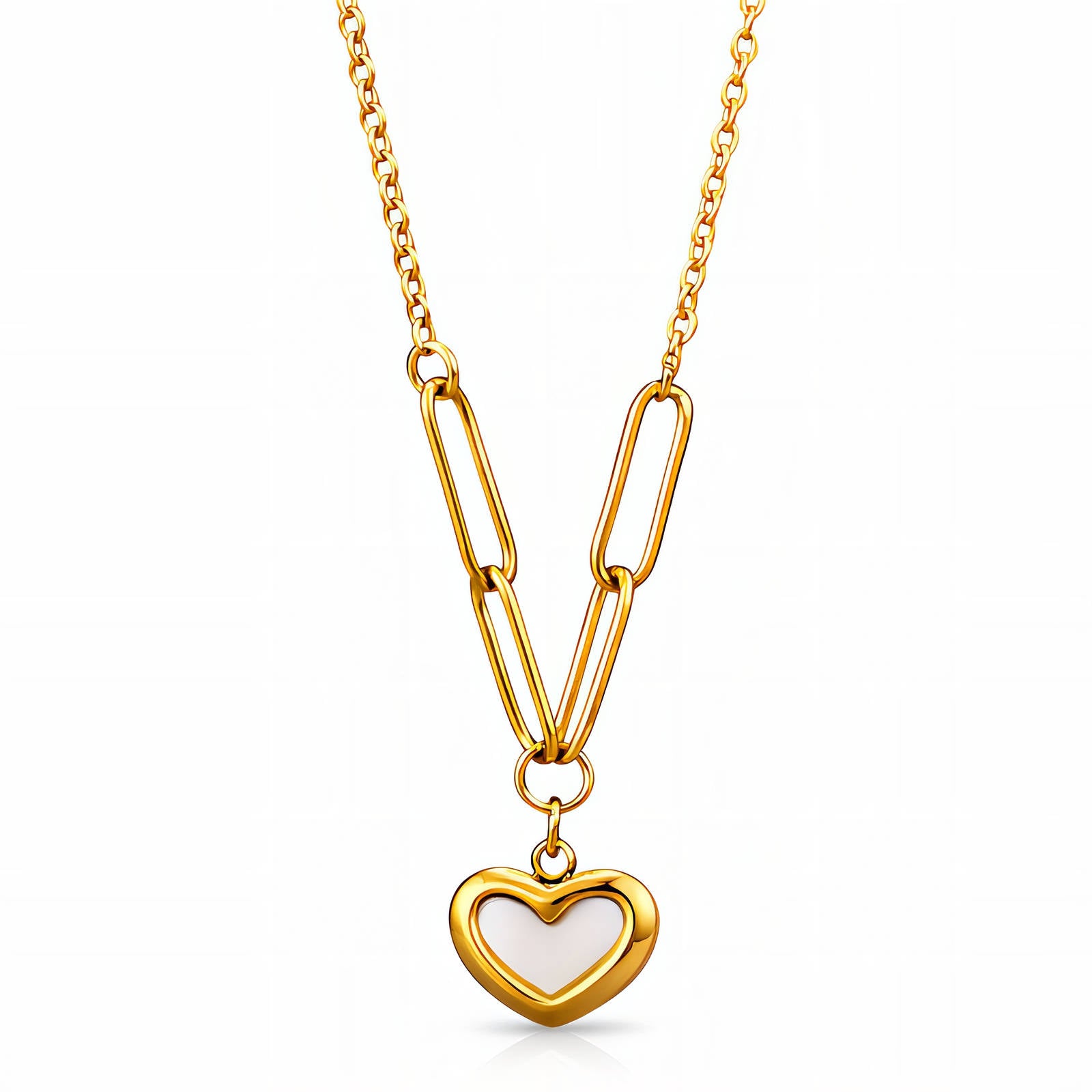 Hearts Necklace, 18K Gold Plated Steel