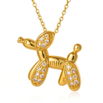 Dog Necklace, 18K Gold Plated Steel