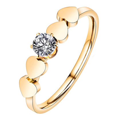Hearts Ring, 18K Gold Plated Steel