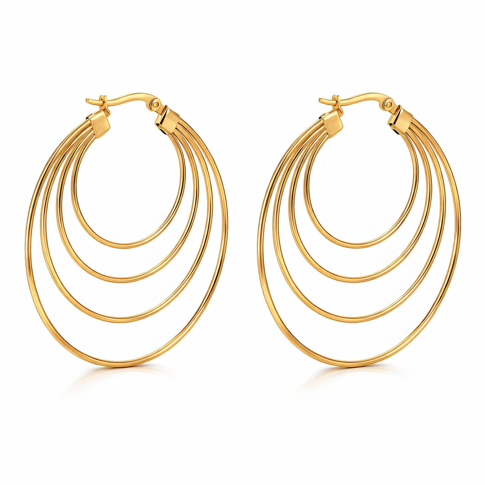 Earrings, 18K Gold Plated Steel