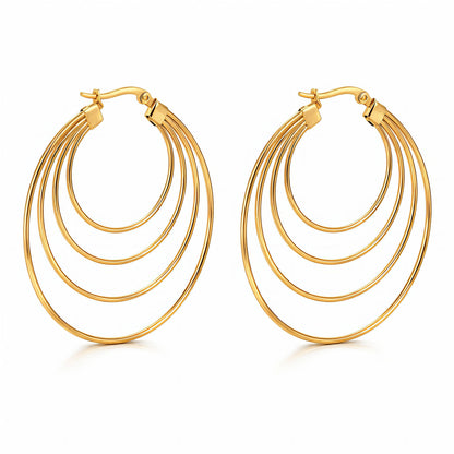 Earrings, 18K Gold Plated Steel