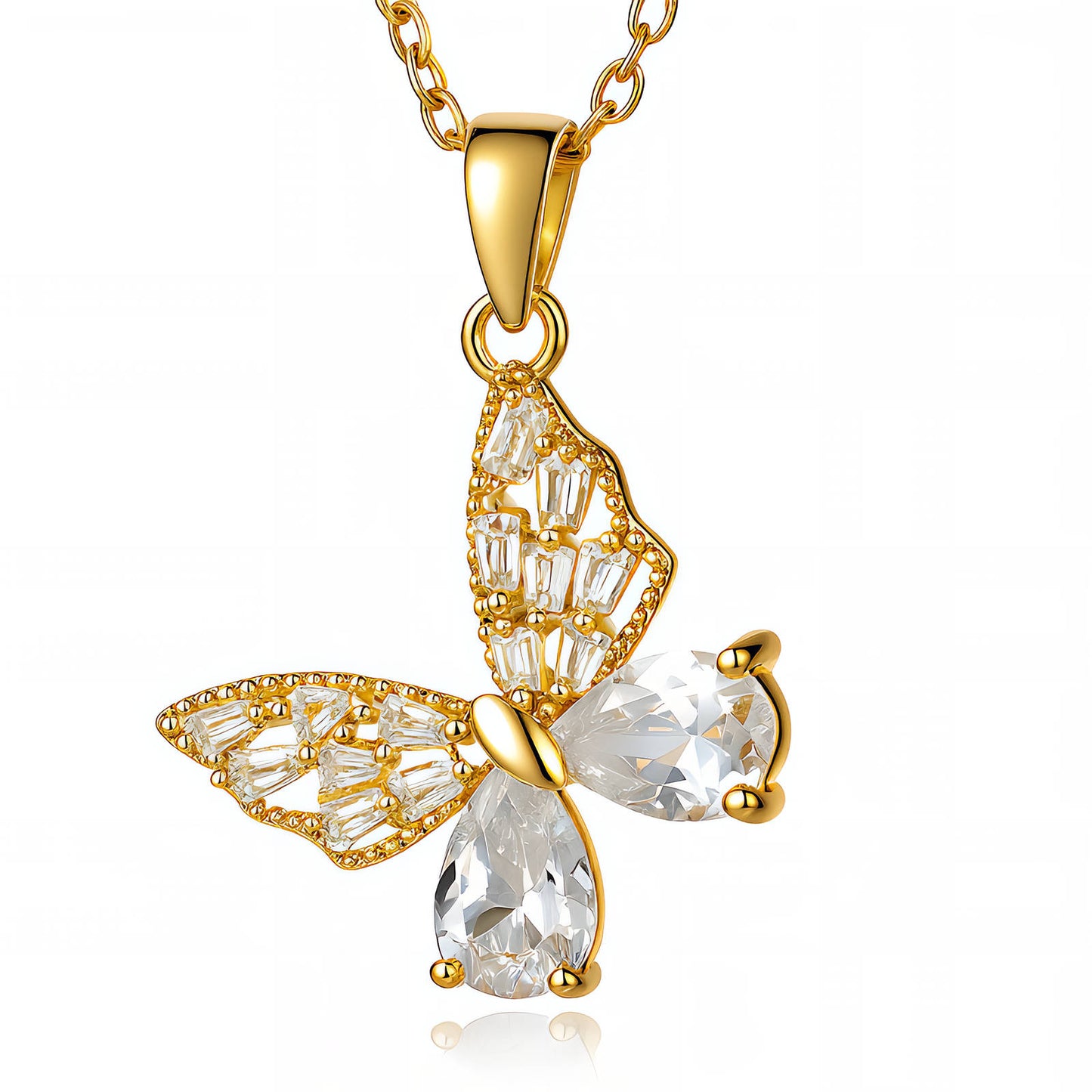Butterfly Necklace, 18K Gold Plated Steel