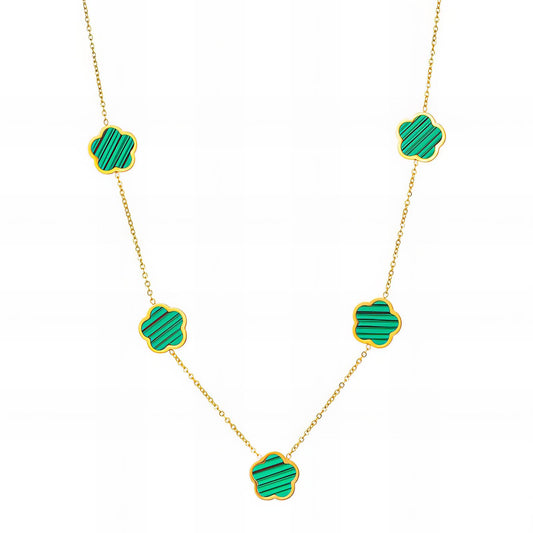 Flowers Necklace, 18K Gold Plated Steel