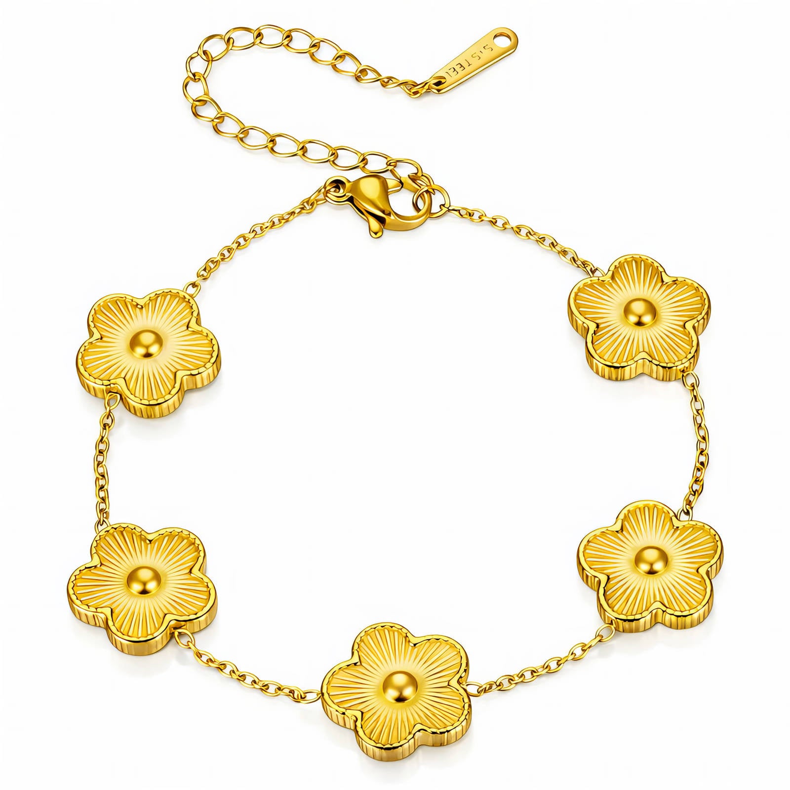 Flowers Bracelet, 18K Gold Plated Steel