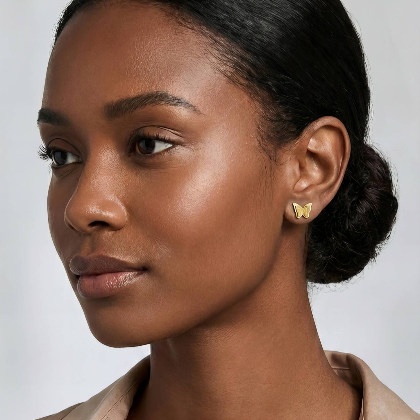 ฺButterflies Earrings, 18K Gold Plated Steel