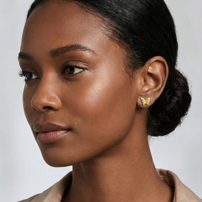 ฺButterflies Earrings, 18K Gold Plated Steel