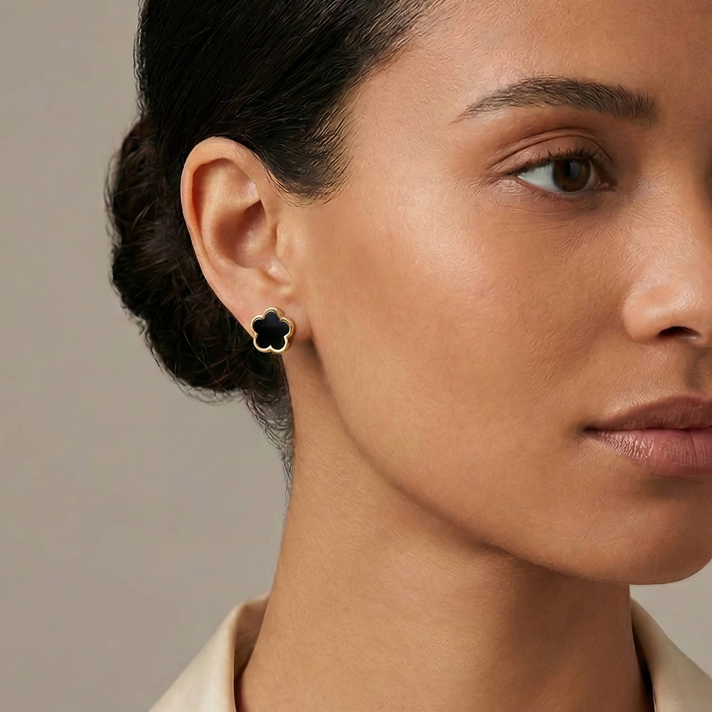 Flowers Earrings, 18K Gold Plated Steel