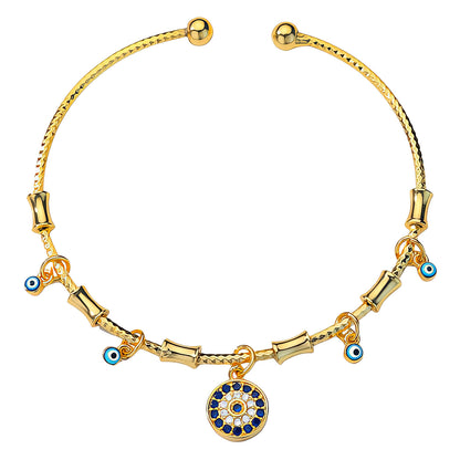 Evil Eyes Bracelet, 18K Gold Plated Steel