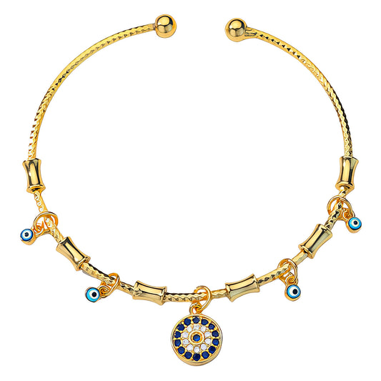 Evil Eyes Bracelet, 18K Gold Plated Steel
