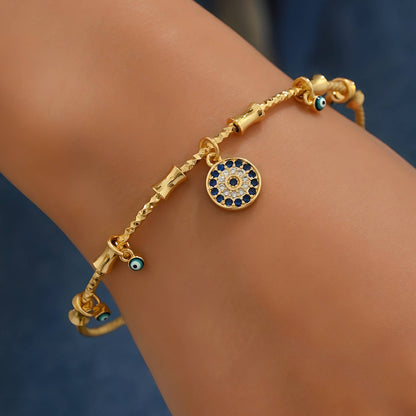 Evil Eyes Bracelet, 18K Gold Plated Steel