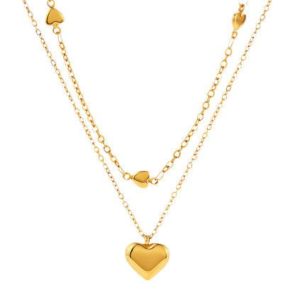 Hearts Necklace, 18K Gold Plated Steel