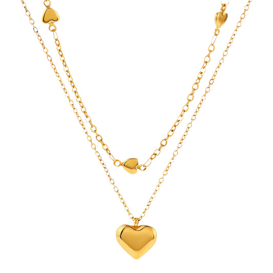 Hearts Necklace, 18K Gold Plated Steel