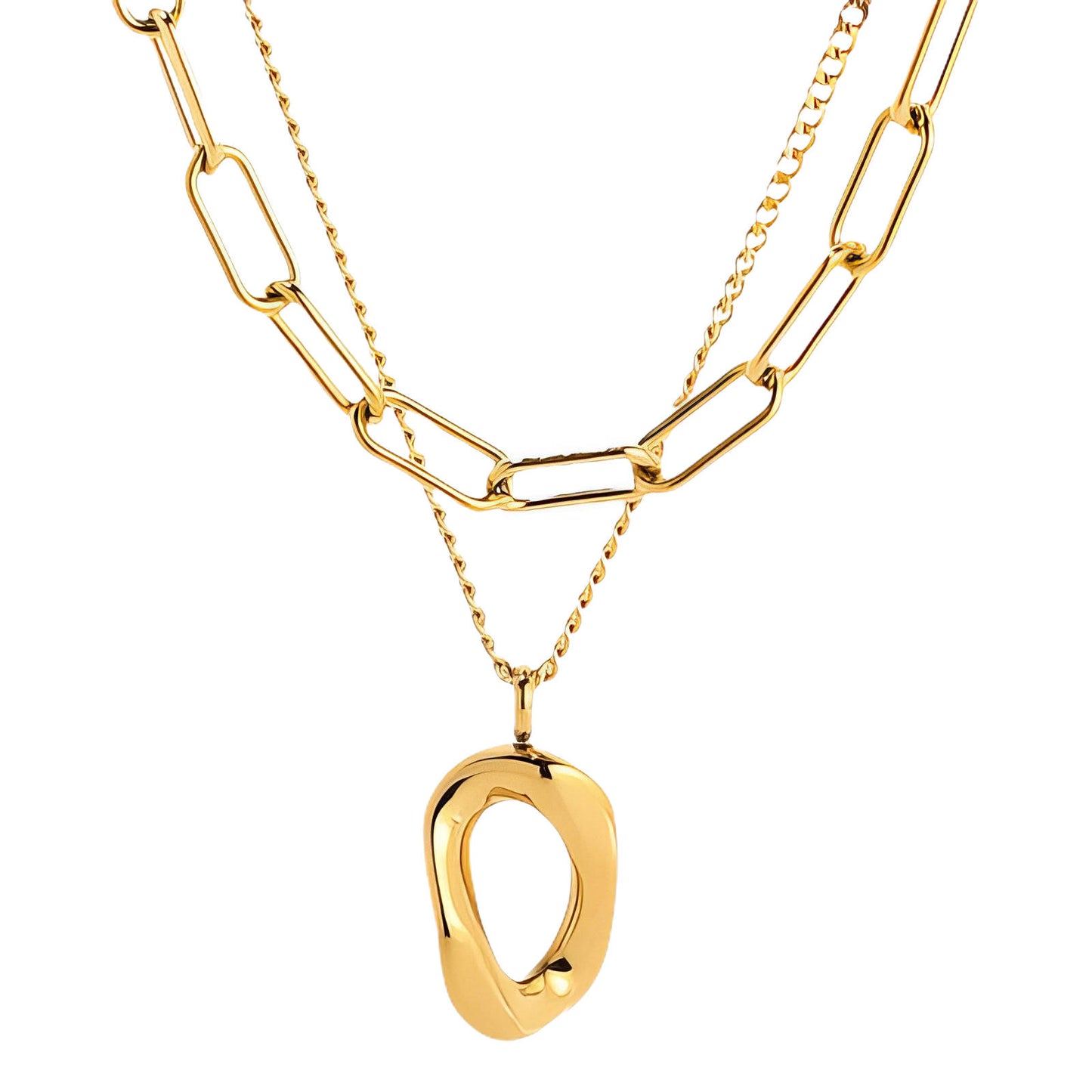 Necklace, 18K Gold Plated Steel