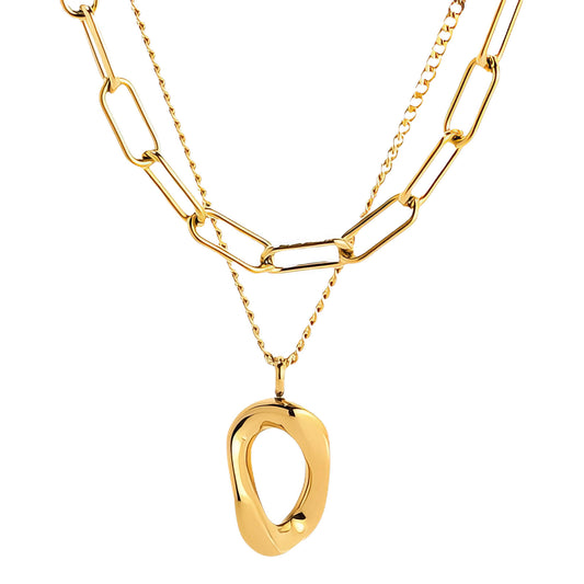 Necklace, 18K Gold Plated Steel