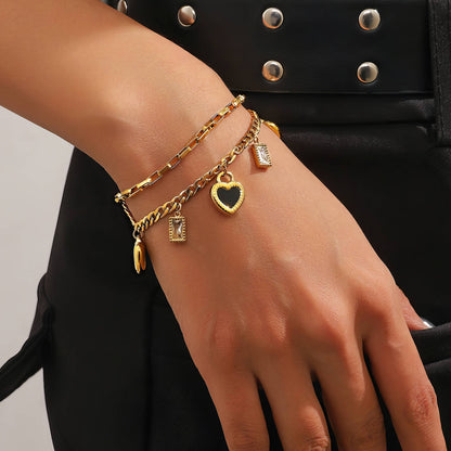 Hearts Bracelet, 18K Gold Plated Steel