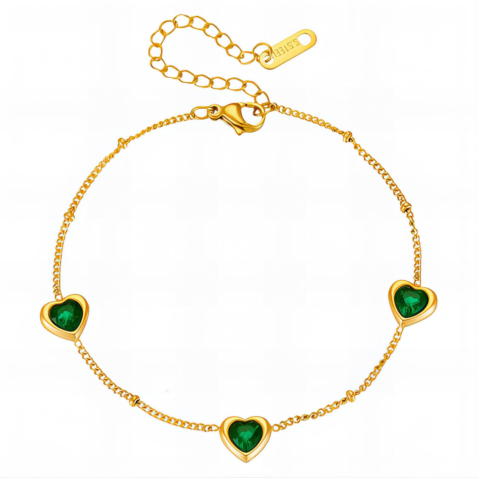 Hearts Bracelet, 18K Gold Plated Steel
