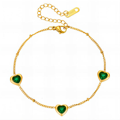 Hearts Bracelet, 18K Gold Plated Steel