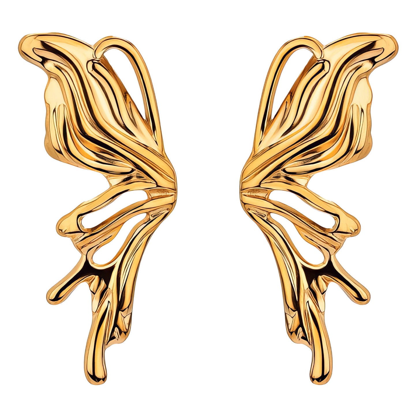 Butterfly Earrings, 18K Gold Plated Steel