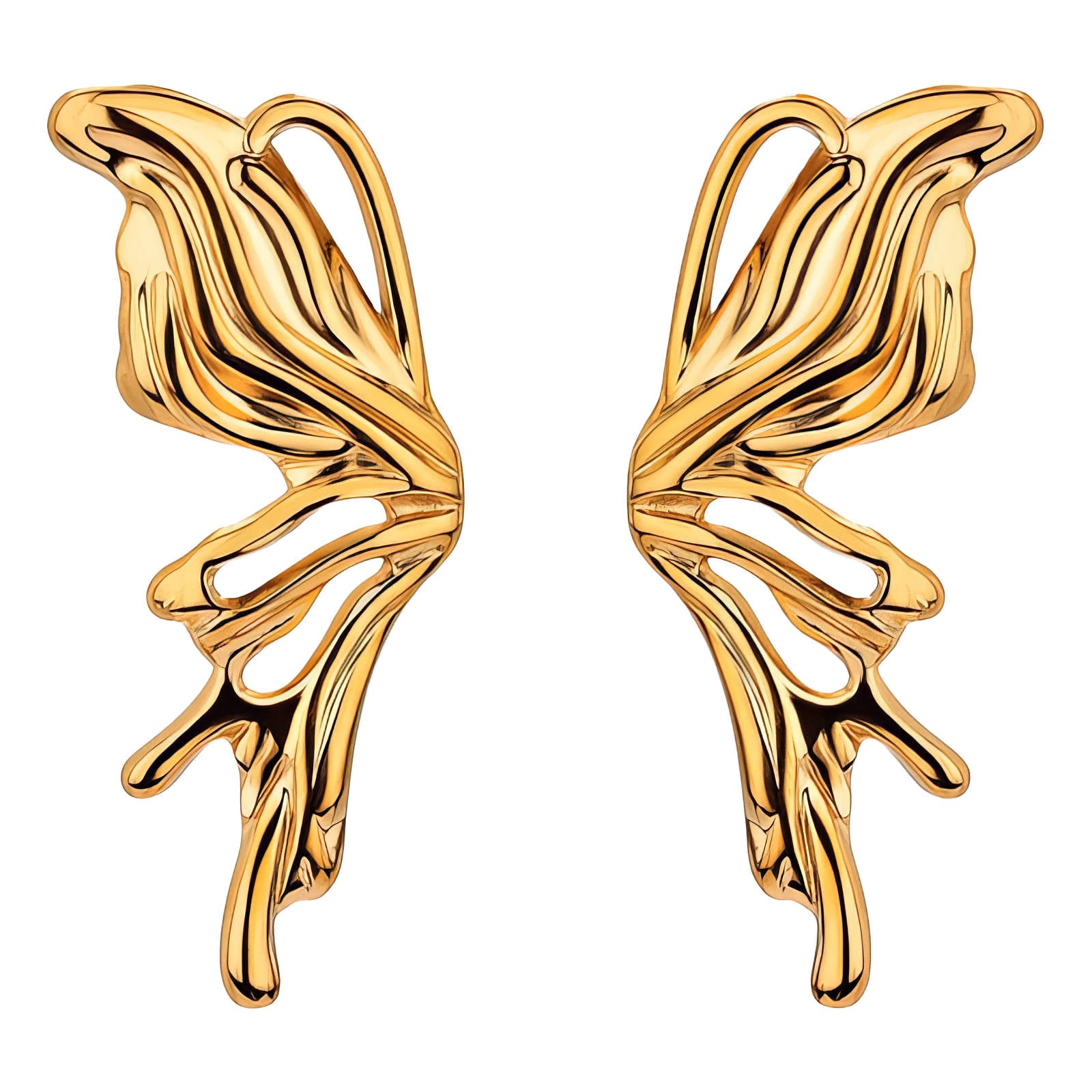 Butterfly Earrings, 18K Gold Plated Steel